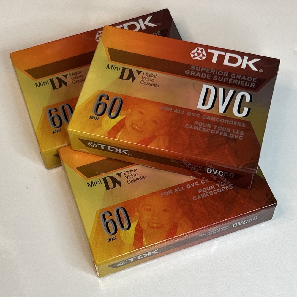 Lot of 3 New Sealed TDK‎ DVM60ME 60 Minute Mini DV Video Cassettes Blank